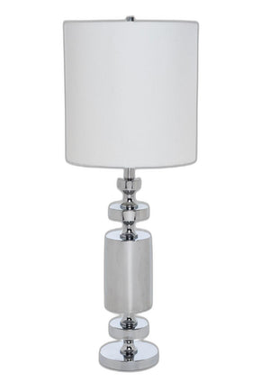 Homeroots Set Of Two 36" Silver Metal Table Lamp With White Cone Shade   571299