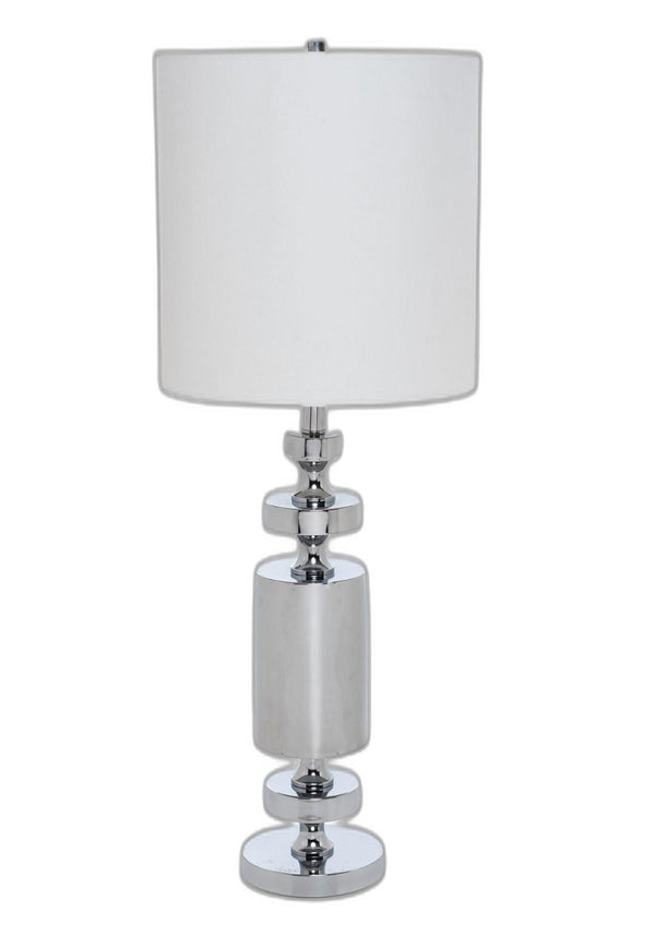 Homeroots Set Of Two 36" Silver Metal Table Lamp With White Cone Shade   571299