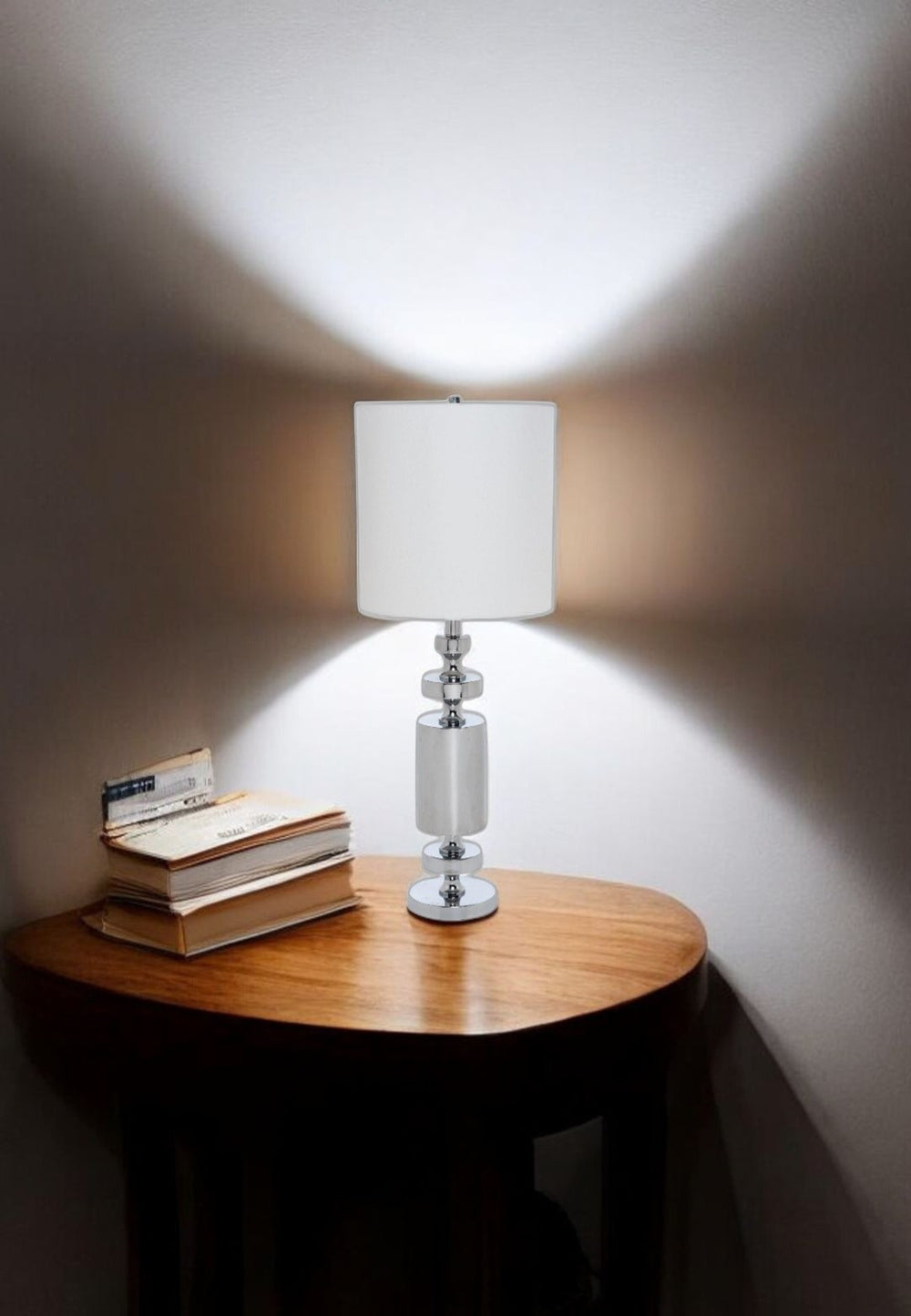 HomeRoots Set of Two Stylish 36" Silver Metal Table Lamps with Modern White Cone Shades for Versatile Decor 571299