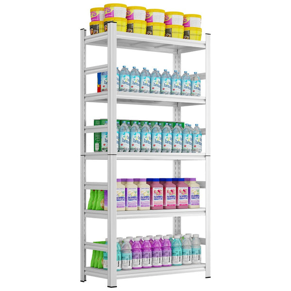 English Elm 71" Five-tier Heavy Duty Shelving Unit 2000lb Bolt-free Garage Storage White W1831P419876