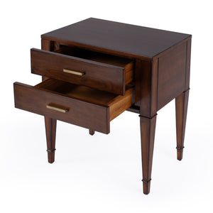 Butler Specialty Kai 2 Drawer End Table – Stylish Mid-century Design With Gold Hardware And Luxurious Brown Finish Medium Brown Poplar Wood,Cherry Veneer,Mdf 5713011-butler