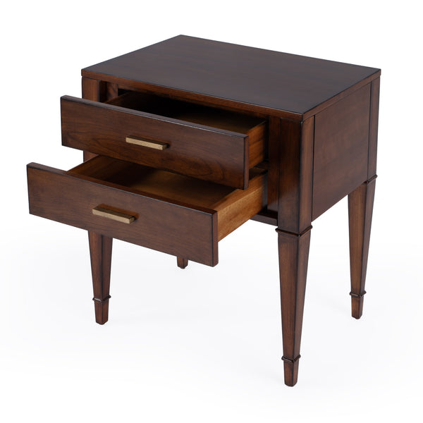 Butler Specialty Kai 2 Drawer End Table – Stylish Mid-century Design With Gold Hardware And Luxurious Brown Finish Medium Brown Poplar Wood,Cherry Veneer,Mdf 5713011-butler