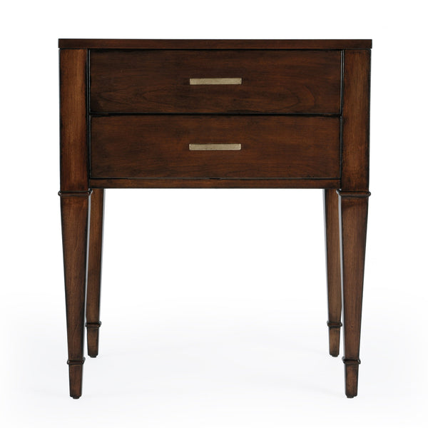 Butler Specialty Kai 2 Drawer End Table – Stylish Mid-century Design With Gold Hardware And Luxurious Brown Finish Medium Brown Poplar Wood,Cherry Veneer,Mdf 5713011-butler
