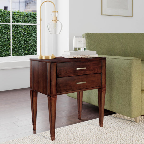 Butler Specialty Kai 2 Drawer End Table – Stylish Mid-century Design With Gold Hardware And Luxurious Brown Finish Medium Brown Poplar Wood,Cherry Veneer,Mdf 5713011-butler