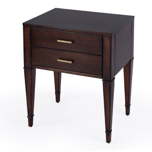 Butler Specialty Kai 2 Drawer End Table – Stylish Mid-century Design With Gold Hardware And Luxurious Brown Finish Dark Brown Poplar Wood,Cherry Veneer,Mdf 5713024-butler
