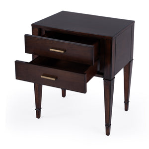 Butler Specialty Kai 2 Drawer End Table – Stylish Mid-century Design With Gold Hardware And Luxurious Brown Finish Dark Brown Poplar Wood,Cherry Veneer,Mdf 5713024-butler