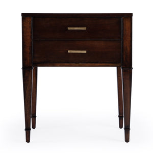 Butler Specialty Kai 2 Drawer End Table – Stylish Mid-century Design With Gold Hardware And Luxurious Brown Finish Dark Brown Poplar Wood,Cherry Veneer,Mdf 5713024-butler