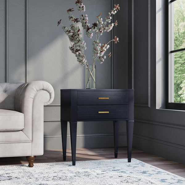 Butler Specialty Kai 2 Drawer End Table – Stylish Mid-century Design With Gold Hardware And Luxurious Brown Finish Black Poplar Wood,Cherry Veneer,Mdf 5713111-butler