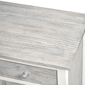 Homeroots 28" White And Gray Solid Wood Nightstand With Usb Ports - Stylish, Durable, Rustic Storage Solution!   571339