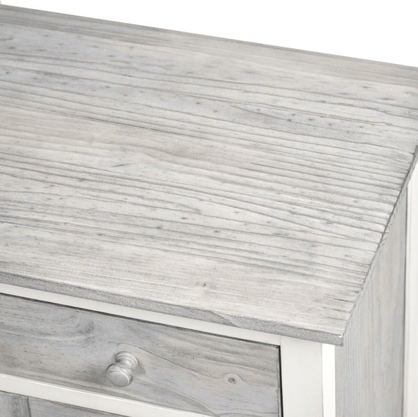 Homeroots 28" White And Gray Solid Wood Nightstand With Usb Ports - Stylish, Durable, Rustic Storage Solution!   571339