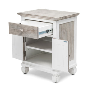 Homeroots 28" White And Gray Solid Wood Nightstand With Usb Ports - Stylish, Durable, Rustic Storage Solution!   571339