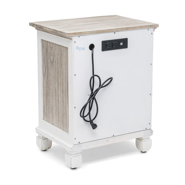 Homeroots 28" White And Gray Solid Wood Nightstand With Usb Ports - Stylish, Durable, Rustic Storage Solution!   571339