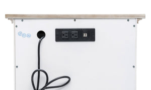 Homeroots 28" White And Gray Solid Wood Nightstand With Usb Ports - Stylish, Durable, Rustic Storage Solution!   571339