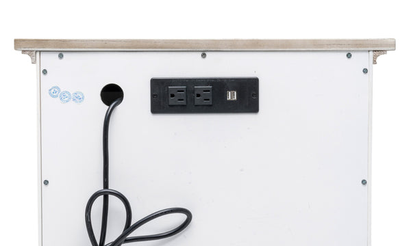 Homeroots 28" White And Gray Solid Wood Nightstand With Usb Ports - Stylish, Durable, Rustic Storage Solution!   571339