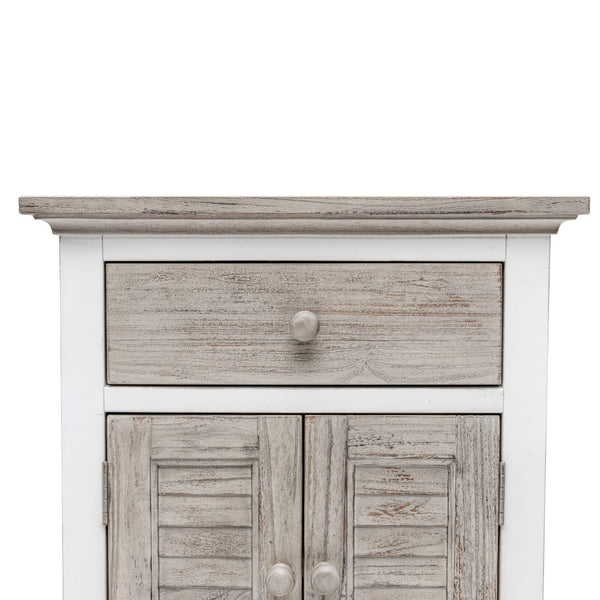 Homeroots 28" White And Gray Solid Wood Nightstand With Usb Ports - Stylish, Durable, Rustic Storage Solution!   571339