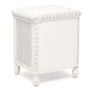 Homeroots 26" Elegant White Wicker And Glass Nightstand With 2 Drawers For Bedroom Storage And Style Upgrade   571340