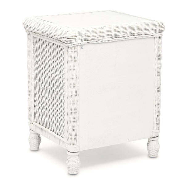 Homeroots 26" Elegant White Wicker And Glass Nightstand With 2 Drawers For Bedroom Storage And Style Upgrade   571340