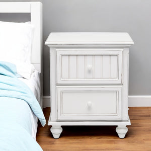 Homeroots 28" White Solid Wood Distressed Nightstand With Usb Ports - Stylish Storage Solution For Bedrooms   571341