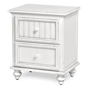 HomeRoots 28" White Solid Wood Distressed Nightstand with USB Ports – Rustic Charm & Modern Functionality! 571341