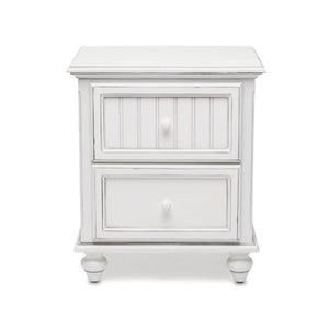 Homeroots 28" White Solid Wood Distressed Nightstand With Usb Ports - Stylish Storage Solution For Bedrooms   571341