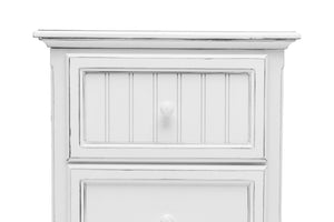 Homeroots 28" White Solid Wood Distressed Nightstand With Usb Ports - Stylish Storage Solution For Bedrooms   571341