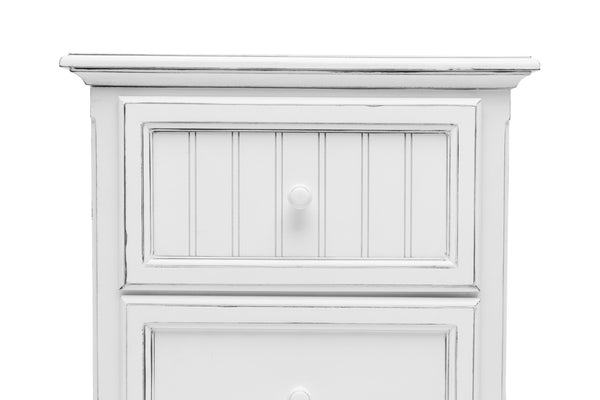Homeroots 28" White Solid Wood Distressed Nightstand With Usb Ports - Stylish Storage Solution For Bedrooms   571341