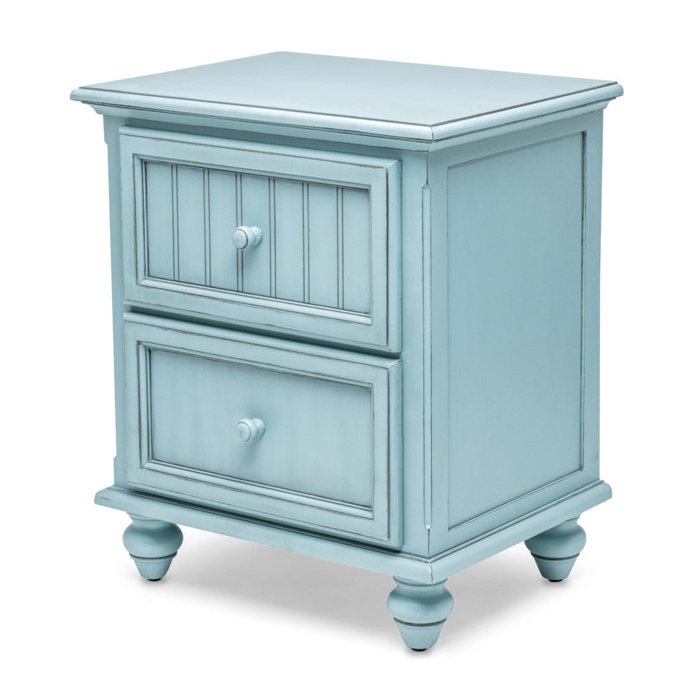 HomeRoots 28" Blue Solid Wood Distressed Nightstand with USB Ports – Rustic Charm Meets Modern Functionality 571342