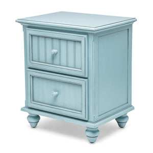 HomeRoots 28" Blue Solid Wood Distressed Nightstand with USB Ports – Rustic Charm Meets Modern Functionality 571342