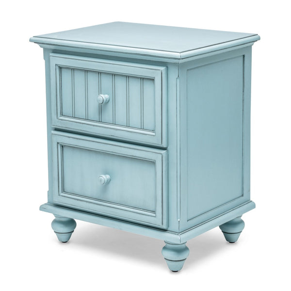 HomeRoots 28" Blue Solid Wood Distressed Nightstand with USB Ports – Rustic Charm Meets Modern Functionality 571342