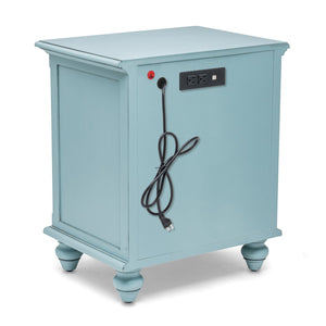 Homeroots 28" Blue Solid Wood Distressed Nightstand With Usb Port - Rustic Charm & Practical Storage Solution   571342