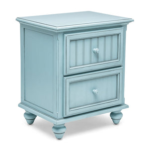 Homeroots 28" Blue Solid Wood Distressed Nightstand With Usb Port - Rustic Charm & Practical Storage Solution   571342