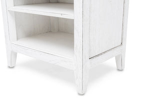 Homeroots 28" Rustic White And Natural Solid Wood Nightstand With Usb Port, One Drawer And 2 Shelves For Storage   571343