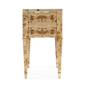 Butler Specialty Kai 2 Drawer End Table – Stylish Mid-century Design With Gold Hardware And Luxurious Brown Finish Light Brown Poplar Wood,Mappa Burl Veneer,Mdf 5713443-butler