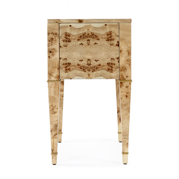Butler Specialty Kai 2 Drawer End Table – Stylish Mid-century Design With Gold Hardware And Luxurious Brown Finish Light Brown Poplar Wood,Mappa Burl Veneer,Mdf 5713443-butler