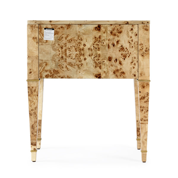 Butler Specialty Kai 2 Drawer End Table – Stylish Mid-century Design With Gold Hardware And Luxurious Brown Finish Light Brown Poplar Wood,Mappa Burl Veneer,Mdf 5713443-butler