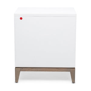 Homeroots 28" Natural And White Solid Wood Nightstand With Usb Port, Wicker Drawer, Rustic Charm & Versatility   571344