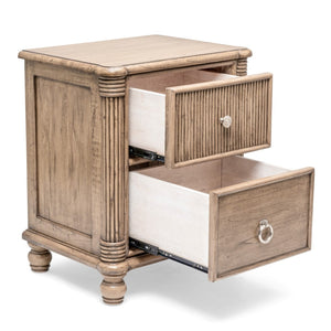 Homeroots 28" Natural Solid Wood & Wicker Nightstand With Usb Port - Stylish Storage Solution For Your Bedroom!   571345