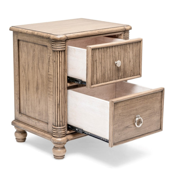 Homeroots 28" Natural Solid Wood & Wicker Nightstand With Usb Port - Stylish Storage Solution For Your Bedroom!   571345
