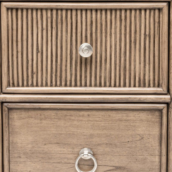 Homeroots 28" Natural Solid Wood & Wicker Nightstand With Usb Port - Stylish Storage Solution For Your Bedroom!   571345