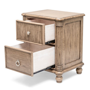 Homeroots 28" Natural Solid Wood & Wicker Nightstand With Usb Port - Stylish Storage Solution For Your Bedroom!   571345