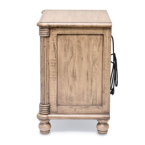 Homeroots 28" Natural Solid Wood & Wicker Nightstand With Usb Port - Stylish Storage Solution For Your Bedroom!   571345