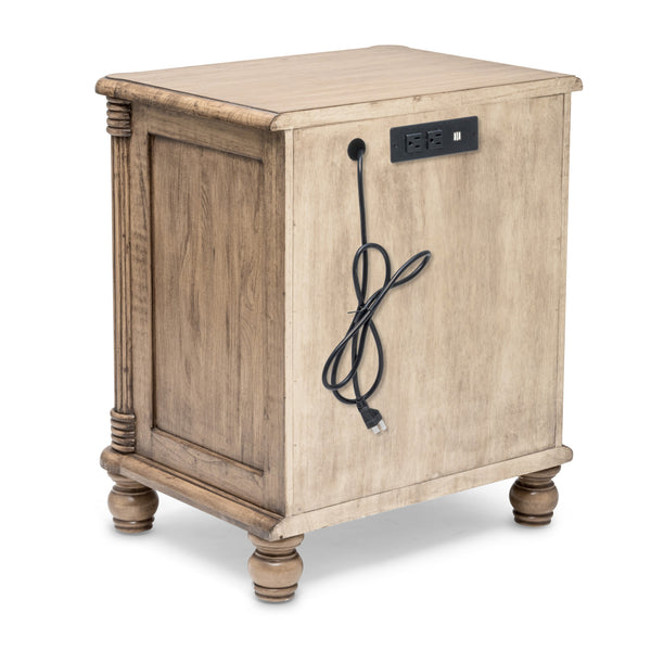 Homeroots 28" Natural Solid Wood & Wicker Nightstand With Usb Port - Stylish Storage Solution For Your Bedroom!   571345