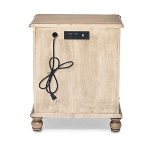 Homeroots 28" Natural Solid Wood & Wicker Nightstand With Usb Port - Stylish Storage Solution For Your Bedroom!   571345