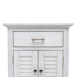 Homeroots 28" White Solid Wood Distressed Nightstand With Usb Port - Rustic Charm And Hidden Storage Solution   571346