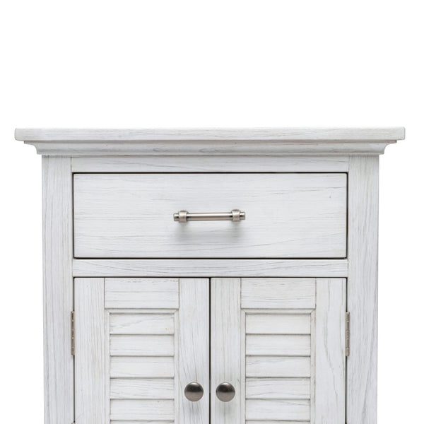 Homeroots 28" White Solid Wood Distressed Nightstand With Usb Port - Rustic Charm And Hidden Storage Solution   571346