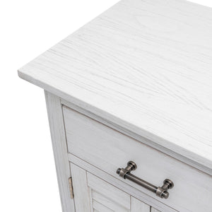 Homeroots 28" White Solid Wood Distressed Nightstand With Usb Port - Rustic Charm And Hidden Storage Solution   571346
