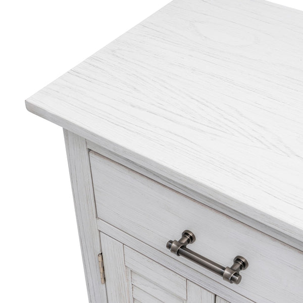Homeroots 28" White Solid Wood Distressed Nightstand With Usb Port - Rustic Charm And Hidden Storage Solution   571346