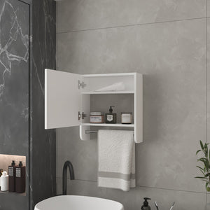 HomeRoots 18" White Wood Floating Bathroom Vanity with Mirror & Storage Cabinet – Modern Space Saver Design 571351