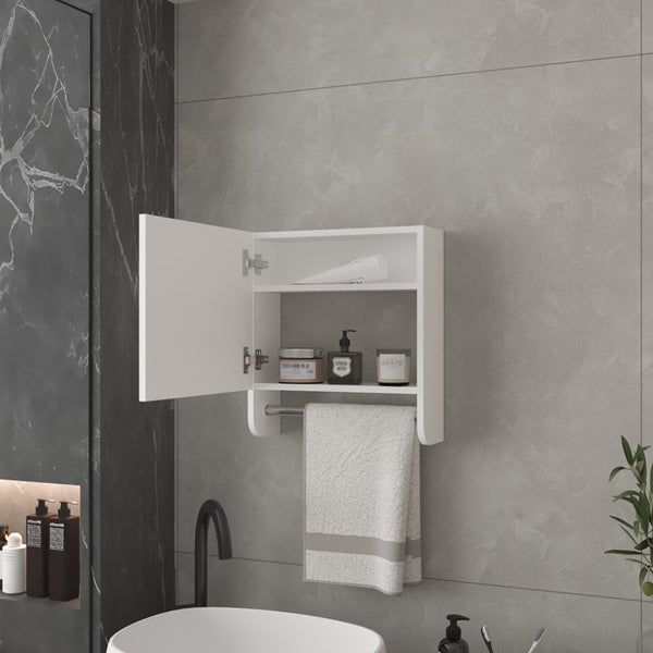 HomeRoots 18" White Wood Floating Bathroom Vanity with Mirror & Storage Cabinet – Modern Space Saver Design 571351