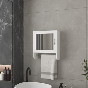 HomeRoots 18" White Wood Floating Bathroom Vanity with Mirror & Storage Cabinet – Modern Space Saver Design 571351